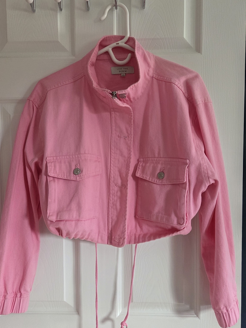 Love Tree Bubblegum Pink Cropped Utility Jacket